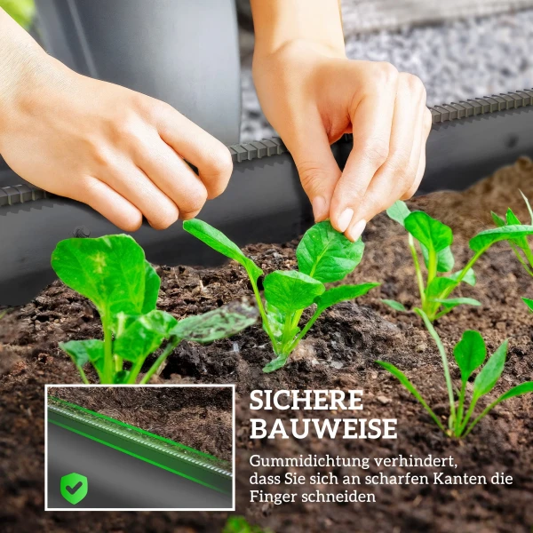 Hoogtebed Plantenbed, Modulair Hoog Bed, Beschermde Randen, Ontwerp Zonder Bodem, 150 X 62 X 30 Cm, Donkergrijs