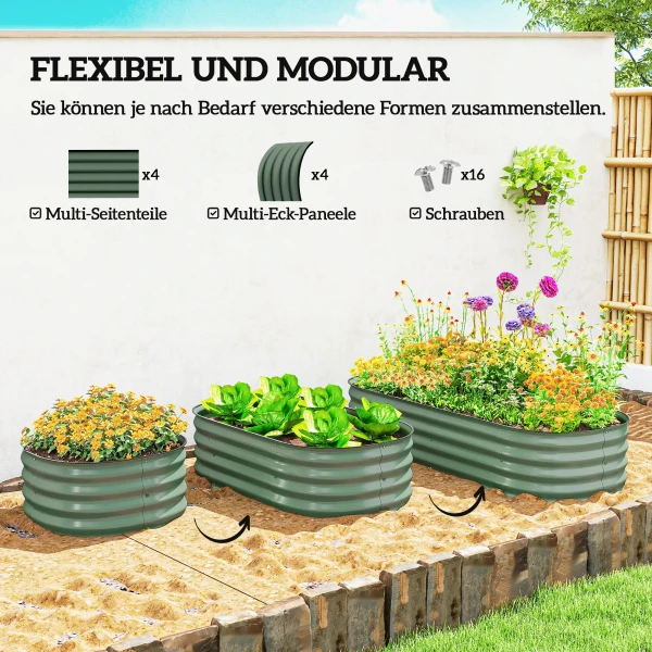 Hoogtebed Plantenbed, Modulair Hoog Bed, Beschermde Randen, Ontwerp Zonder Bodem, 150 X 62 X 30 Cm, Groen