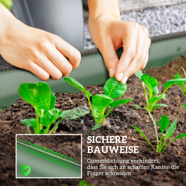 Hoogtebed Plantenbed, Modulair Hoog Bed, Beschermde Randen, Ontwerp Zonder Bodem, 150 X 62 X 30 Cm, Groen