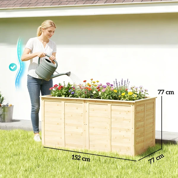 Houten Verhoogd Bed 152 X 77 X 77 Cm Verhoogd Diep Kruidentuin Met Open Bodem Versterkingsstangen