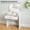 Kaptafel Met Spiegel, Compacte Kaptafel Met 3 Lades, Wit