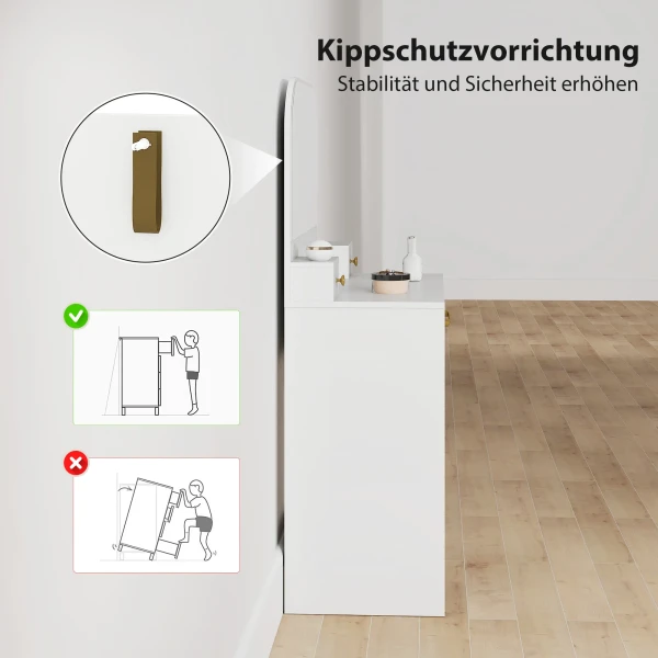 Kaptafel Met Spiegel, Compacte Kaptafel Met 3 Lades, Wit