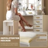 Kaptafel Met Verlichte Spiegel En Gestoffeerde Kruk, Make up Set Met 6 Lades En Planken, Wit