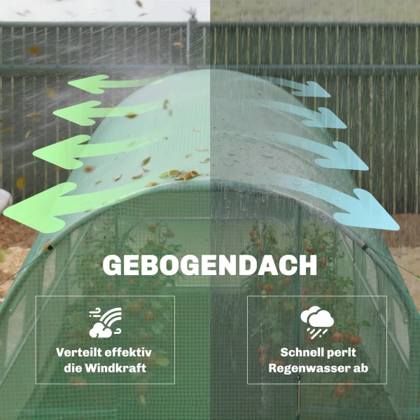 Kas 3 X 2 X 2 M Foliekas Met Afsluitbare Deur 6 Rolbare Netvensters Steunstangen