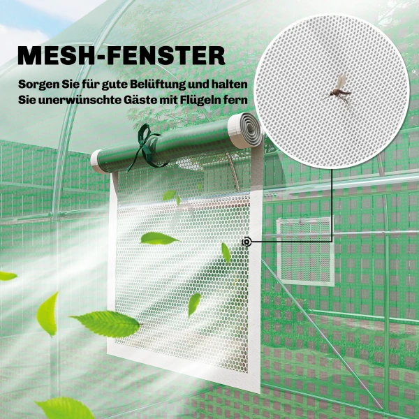 Kas 3 X 2 X 2 M Foliekas Met Afsluitbare Deur 6 Rolbare Netvensters Steunstangen