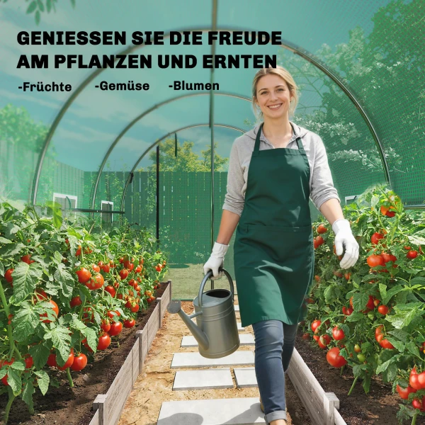 Kas 3 X 2 X 2 M Foliekas Met Rolbare 2 Ritsdeur & 6 Netvensters Ondersteuningsstangen Groen