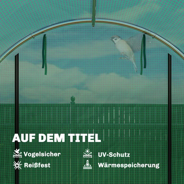 Kas 3 X 2 X 2 M Foliekas Met Rolbare 2 Ritsdeur & 6 Netvensters Ondersteuningsstangen Groen