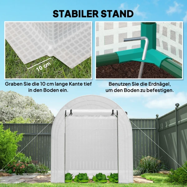 Kas, Draagbaar Plantenhuis Met Stalen Frame En Kunststof Afdekking, Wit