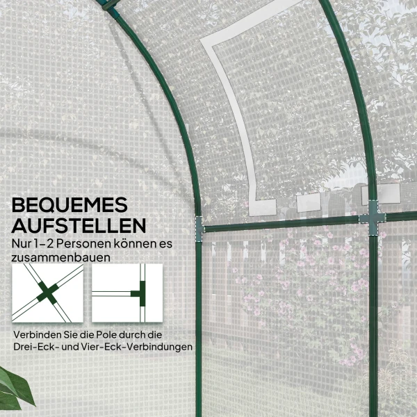 Kas, Draagbaar Plantenhuis Met Stalen Frame En Kunststof Afdekking, Wit