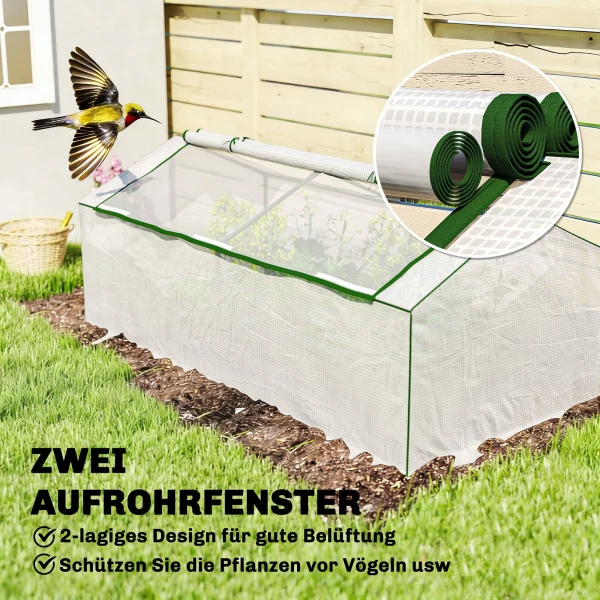 Kas Met Raam PE roosterfolie, Winterbestendig Foliekas, Broeikas 180 X 90 X 70cm Wit