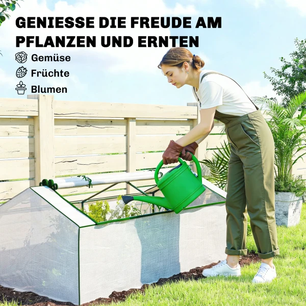 Kas Met Raam PE roosterfolie, Winterbestendig Foliekas, Broeikas 180 X 90 X 70cm Wit