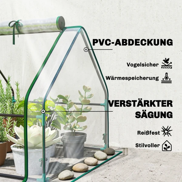 Kas Met Ritssluiting Venster, Winterbestendig Foliekas Van Staal 180 X 90 X 90 Cm Transparant