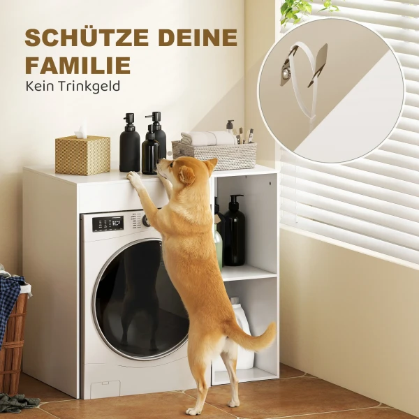 Kast Boven Wasmachine, Badkamerorganizer Boven Toilet Met Open Opbergvakken Voor Wasruimte, Wit