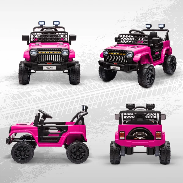 Kinder Elektroauto 12V Kinderauto Elektrisch Met 2,4 GHz Afstandsbediening 2 Motor Toeter LED Muziek Voor 3 8 Jaar Roze