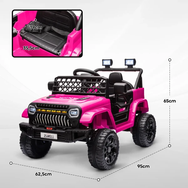 Kinder Elektroauto 12V Kinderauto Elektrisch Met 2,4 GHz Afstandsbediening 2 Motor Toeter LED Muziek Voor 3 8 Jaar Roze
