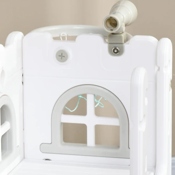 Kinderglijbaan, 5 In 1, Peuterglijbaan Met Basketbalring, Telescopisch Klimrek Grijs 70 X 177 X 92 Cm