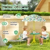 Kinderset, 4 delige Kinderzitset Met Afneembare Zonnescherm, Kindertafel Met 2 Klapstoelen, Groen