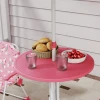 Kinderset, 4 delige Kinderzitset Met Afneembare Zonnescherm, Kindertafel Met 2 Klapstoelen, Roze
