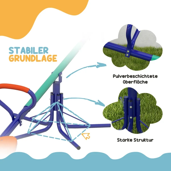 Kinderwip Voor 2 Kinderen, 360° Draaibaar, UV bestendig, Tuinwip Tot 90kg Met Handvat, 3 puntige Steunpoten Voor Kinderen Van 3 8 Jaar