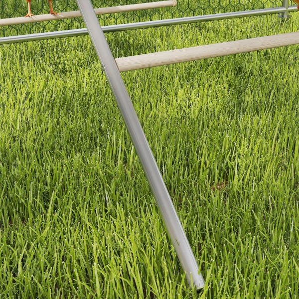 Kippen Speeltoestel Van Hout, Speelplaats Voor Kippen Met Kippenstokken, Verstelbare Schommel, 82 X 150 X 110 Cm Zilver