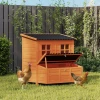 Kippenhok Met Nestkast Voor 4 6 Kippen, Waterdicht Dak, Sparrenhout, Kunststof, 100 X 86 X 100 Cm, Oranje