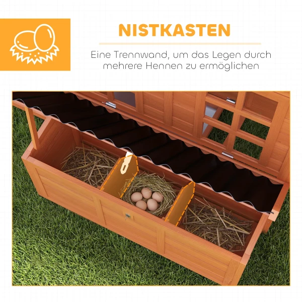 Kippenhok Met Nestkast Voor 4 6 Kippen, Waterdicht Dak, Sparrenhout, Kunststof, 100 X 86 X 100 Cm, Oranje