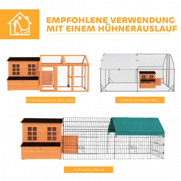 Kippenhok Met Nestkast Voor 4 6 Kippen, Waterdicht Dak, Sparrenhout, Kunststof, 100 X 86 X 100 Cm, Oranje