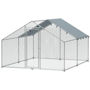 Kippenren, Grote Kippenren Gemaakt Van Metaal Met Waterdichte En UV bestendige Afdekking, Kooi Voor 10 15 Kippen, 3 X 3,4 X 1,9 M