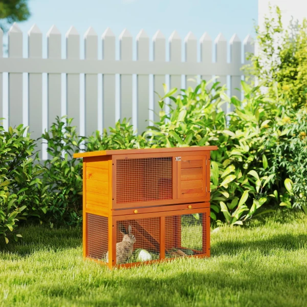 Klein Dierenhok Met 2 Verdiepingen, Weerbestendig, Vurenhout, Natuurlijk + Groen