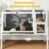 Klein Dierenhok Voor Dwerghamsters, Konijnen, Cavia's, Met Accessoires, Verhoogd Ontwerp, Hout, Metaal, Grijs