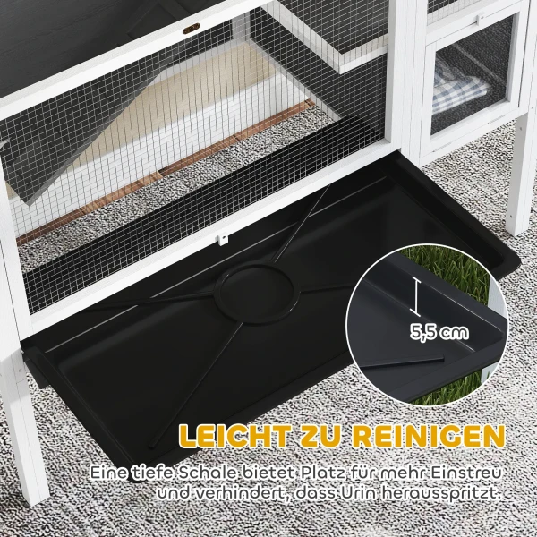 Klein Dierenhok Voor Dwerghamsters, Konijnen, Cavia's, Met Accessoires, Verhoogd Ontwerp, Hout, Metaal, Grijs