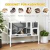 Klein Dierenhok Voor Dwerghamsters, Konijnen, Cavia's, Met Accessoires, Verhoogd Ontwerp, Hout, Metaal, Grijs