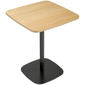 Kleine Eettafel, 60 Cm, Vierkant, MDF tafelblad, Stalen Voet, Voor Woonkamer, Eetkamer, Keuken, Natuurhout+zwart