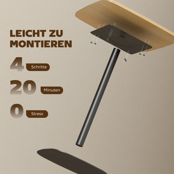 Kleine Eettafel, 60 Cm, Vierkant, MDF tafelblad, Stalen Voet, Voor Woonkamer, Eetkamer, Keuken, Natuurhout+zwart