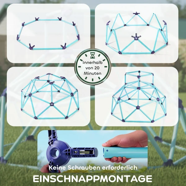 Klimkoepel Ø182,5cm UV bestendig, Waterdicht Klimdome Voor Kinderen Tot 90 Kg, Voor 3 8 Jaar Kunststof Blauw