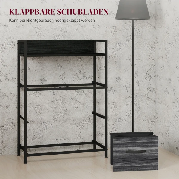 Kommode, Sideboard, 4 Stofflades, Industrieel Ontwerp, 60x29x85cm, Zwart