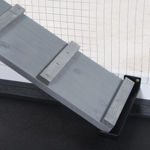 Konijnenhok Met Ren En Helling, Klein Dierenhok Van Hout Met 2 Verdiepingen, Bodemlade 157,4x53x93,5cm Grijs