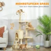 Krabpaal Kattenboom Met Hol, 4 Speelgoedjes, Sisalstammen, Groot Platform, Trap, Voor Katten Onder 5 Kg, Beige