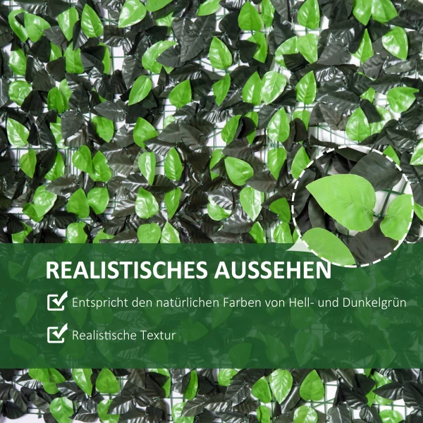 Kunsthaag Kunstplant Klimplant, Buitenversiering, Realistisch Uiterlijk, 300 Cm × 100 Cm, Donkergroen
