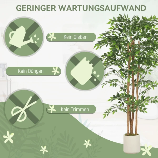 Kunstmatige Banyanboom Kunstplant Met Massief Houten Stam, Pot, Voor Woonkamer Slaapkamer Kantoor 75 X 75 X 180 Cm Groen