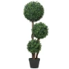 Kunstmatige Buxus Bol Drievoudige Kunstplant, Kunstmatige Plant Met Houten Stam In Pot, 30 X 30 X 100 Cm, Groen