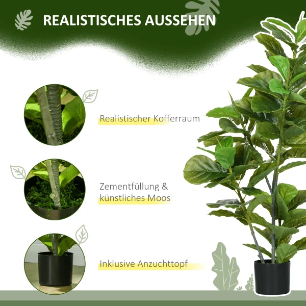 Kunstmatige Ficus plant, 110 Cm Hoog Met 90 Bladeren & Pot Voor Woonkamer