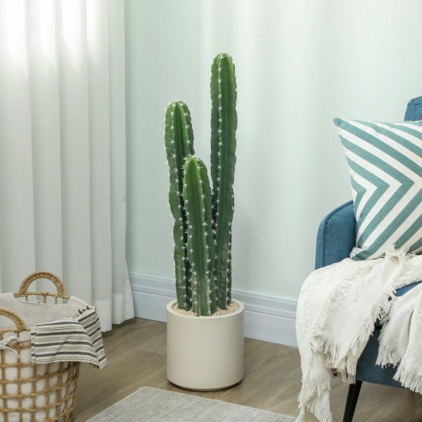 Kunstplant Cactus Grote Plant 95 Cm Met Pot Als Echt Voor Thuis, Kantoor, Groen