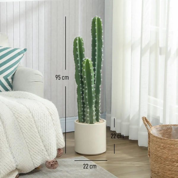 Kunstplant Cactus Grote Plant 95 Cm Met Pot Als Echt Voor Thuis, Kantoor, Groen