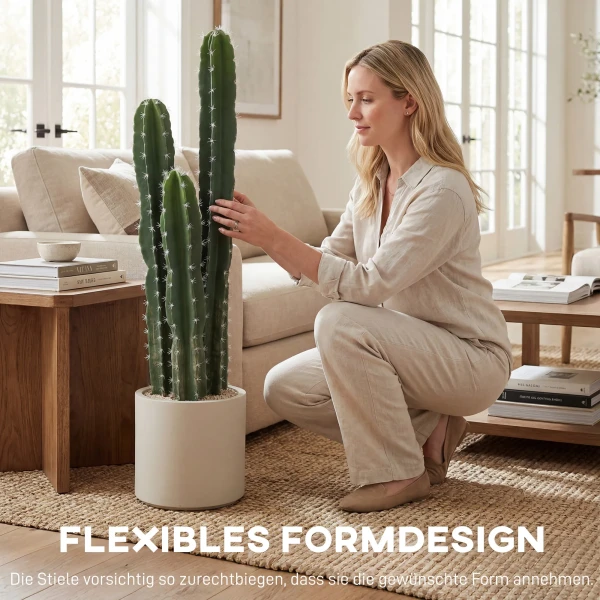 Kunstplant Cactus Grote Plant 95 Cm Met Pot Als Echt Voor Thuis, Kantoor, Groen