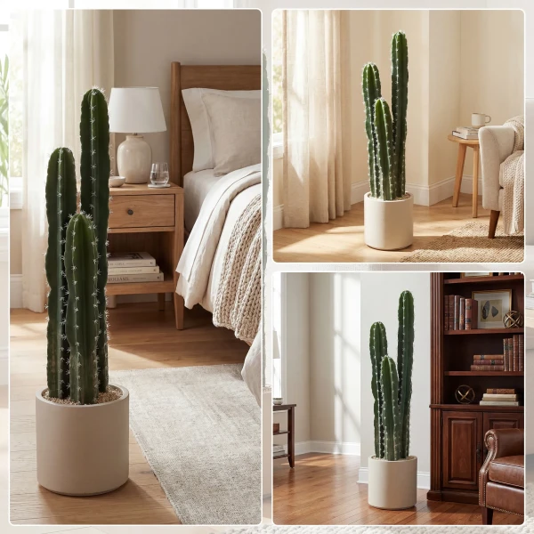 Kunstplant Cactus Grote Plant 95 Cm Met Pot Als Echt Voor Thuis, Kantoor, Groen