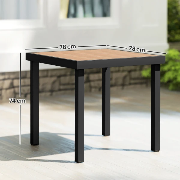 Kunststof Tuintafel 78 X 78 X 74 Cm Weerbestendig Aluminium Frame, Buffettafel Campingtafel Voor 4 Personen Balkontafel Terrastafel Buiteneettafel Voor Tuin, Terras Balkon Zwart