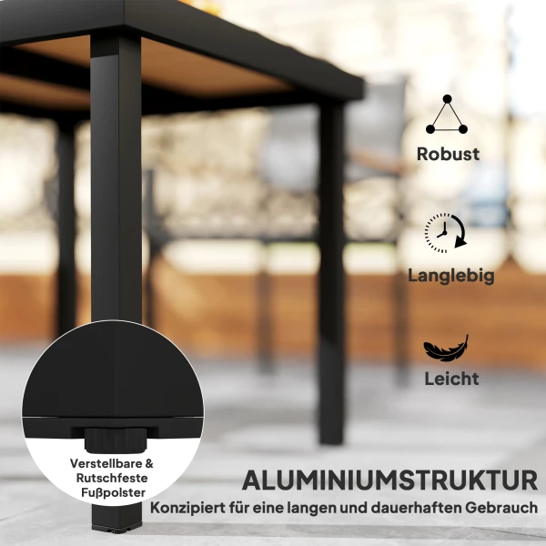 Kunststof Tuintafel 78 X 78 X 74 Cm Weerbestendig Aluminium Frame, Buffettafel Campingtafel Voor 4 Personen Balkontafel Terrastafel Buiteneettafel Voor Tuin, Terras Balkon Zwart