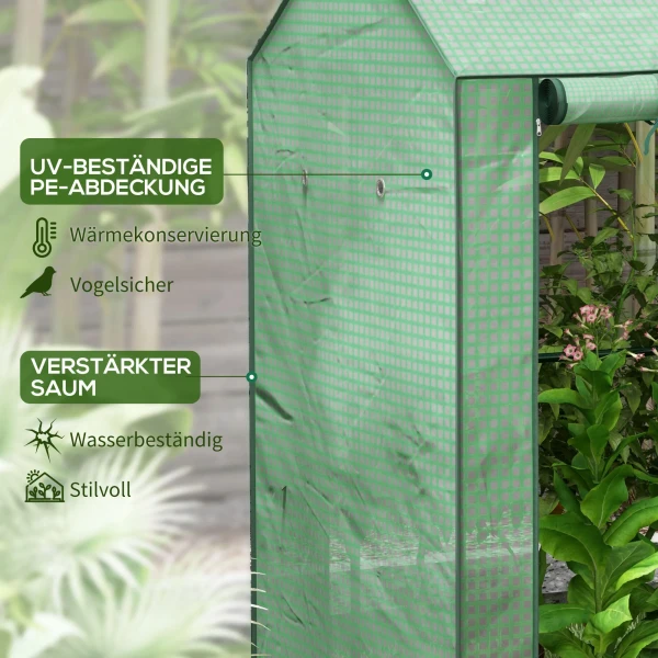 Kweekkas Broeikas Koud Frame, Weerbestendig, Oprolbare Deur, 100 Cm X 80 Cm X 150 Cm, Groen