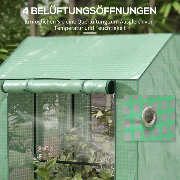Kweekkas Broeikas Koud Frame, Weerbestendig, Oprolbare Deur, 100 Cm X 80 Cm X 150 Cm, Groen